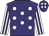 Purple, white spots, white and purple striped sleeves