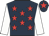 Dark blue, red stars, white sleeves, dark blue cap, red star