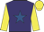 Purple, royal blue star, yellow sleeves & cap