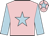 Pink, light blue star & sleeves, light blue star on cap