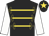 Black, gold vertical braids and buttons, white sleeves, gold star on cap