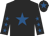 Black, royal blue star, black sleeves, royal blue stars, black cap, royal blue star
