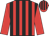 Red and black stripes, red sleeves