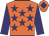 Orange, purple stars, sleeves and diamond on cap