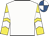 White, yellow and white chevrons on sleeves, royal blue and white quartered cap