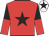 Red, black star, halved sleeves, white cap, black star