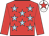 Red, light blue stars, red sleeves, white cap, red star