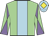 Light green, light blue stripe, light green and mauve diabolo on sleeves, light blue cap, yellow diamond