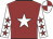 Burgundy, white star, white sleeves, burgundy stars, quartered cap