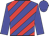 Blue and Red diagonal stripes, Blue sleeves and cap