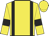 Yellow body, black braces, yellow arms, black armlets, yellow cap