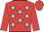 Red, light blue stars, red sleeves and cap