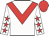 white, red chevron, red stars on sleeves, red cap