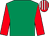 Emerald green, red sleeves, red & white striped cap