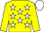 Yellow body, white stars, yellow arms, white cap