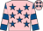Pink, royal blue stars, royal blue and pink hooped sleeves