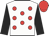 White, red spots, black sleeves, red cap
