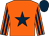 Orange, dark blue star, striped sleeves, dark blue cap