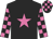 Black, hot pink star, checked sleeves and cap