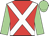 Red, white cross belts, light green sleeves, light green cap