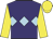 Purple, light blue triple diamond, yellow sleeves, yellow cap