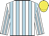 white, light blue striped, white sleeves, light blue striped, yellow cap