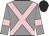 Grey, pink cross belts and armlets, black cap
