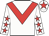 White, red chevron, white sleeves, red stars, white cap, red star