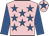 Pink, royal blue stars, sleeves and star on cap