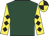 Dark green, yellow sleeves, black diamonds, quartered cap