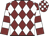 Maroon, white diamonds, maroon sleeves with white hoops, maroon and white check cap