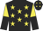 Black, yellow stars, yellow and black halved sleeves
