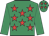 Emerald green, red stars, emerald green sleeves