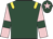 Dark green, yellow epaulets, pink sleeves, dark green armlets, dark green cap, pink star