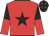 Red, black star, black and red halved sleeves, Black cap, red stars