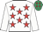 White, red stars, white sleeves, emerald green cap, red diamonds
