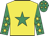 Yellow, emerald green star, emerald green sleeves, yellow stars, emerald green cap, yellow stars