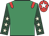 Emerald green, red epaulettes, dark green sleeves, beige stars, red cap, white star