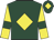 Dark green, yellow diamond on body and cap, yellow sleeves, dark green armlets