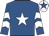Royal blue, white star, chevrons on sleeves, white cap, royal blue star