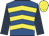 Royal blue, yellow chevrons, dark blue sleeves, yellow cap