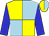 Yellow and light blue quartered, blue sleeves, yellow and light blue halved cap