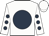 White, dark blue disc, white sleeves, dark blue spots