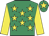 Emerald green, yellow stars, yellow sleeves, yellow star on cap