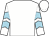 White, light blue chevrons on sleeves