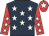 Dark blue, white stars, red sleeves, white stars, red cap, white star