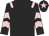 Black, pink epaulets, chevrons on sleeves, black cap, pink star