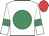 White, emerald green disc and armlets, red cap