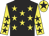 Black, yellow stars, yellow sleeves, black stars, yellow cap, black star