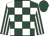 Dark green and white check, striped sleeves, dark green cap